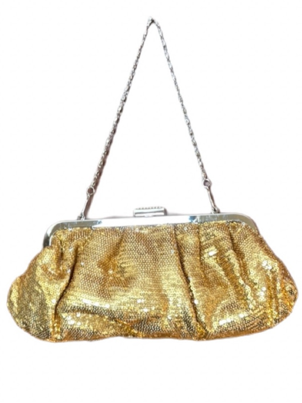 Helen Heart Gold Sequin Evening Clutch Bag NWT Glam Rhinestone Clasp - Picture 5 of 9